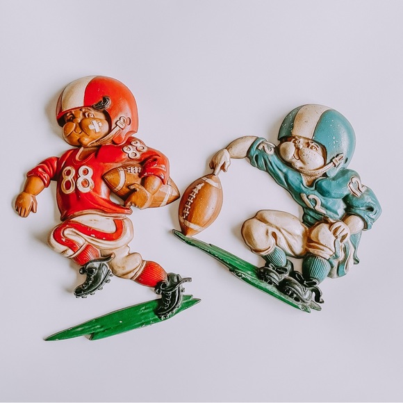 Homco Wall Decor Vintage Homco 976 Metal Wall Art Hanging Football